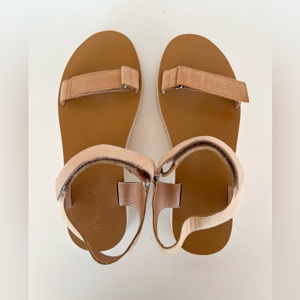 Madewell The Maggie Leather Strap Platform Sandals Colorblock Sandstone Tan, 8.5 - Picture 3 of 12